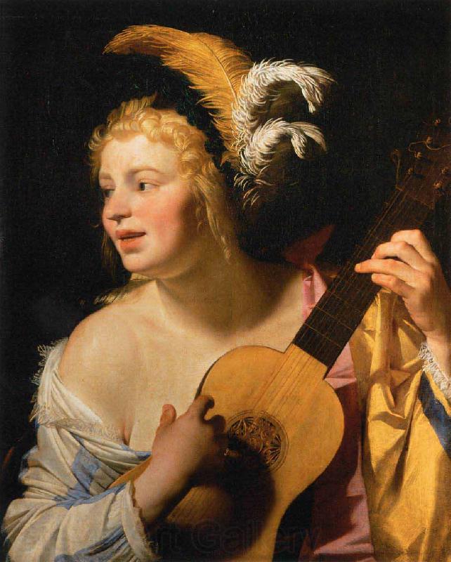 Gerard van Honthorst Woman Playing the Guitar